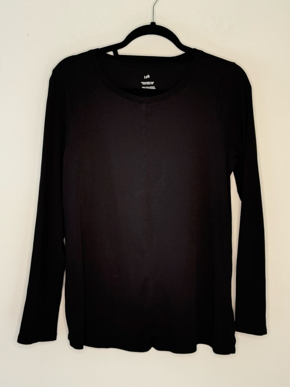 J.Jill Black Long Sleeve Pima Cotton Crew Neck T-shirt Tunic Size M